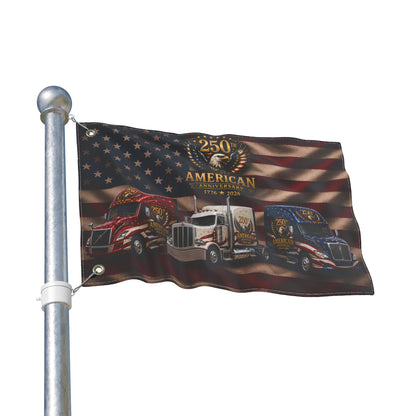 250th American Flag — Double-Sided Truckers’ Flag (Patriotic Semi-Truck Design)