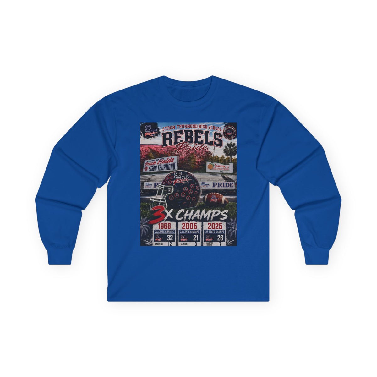 Rebels 3x Champs Long Sleeve Tee w/ Moto on back