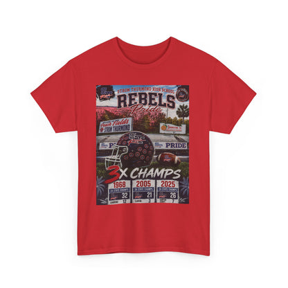 Rebels Football Championship Tee – "3x Champs" Team Pride Shirt