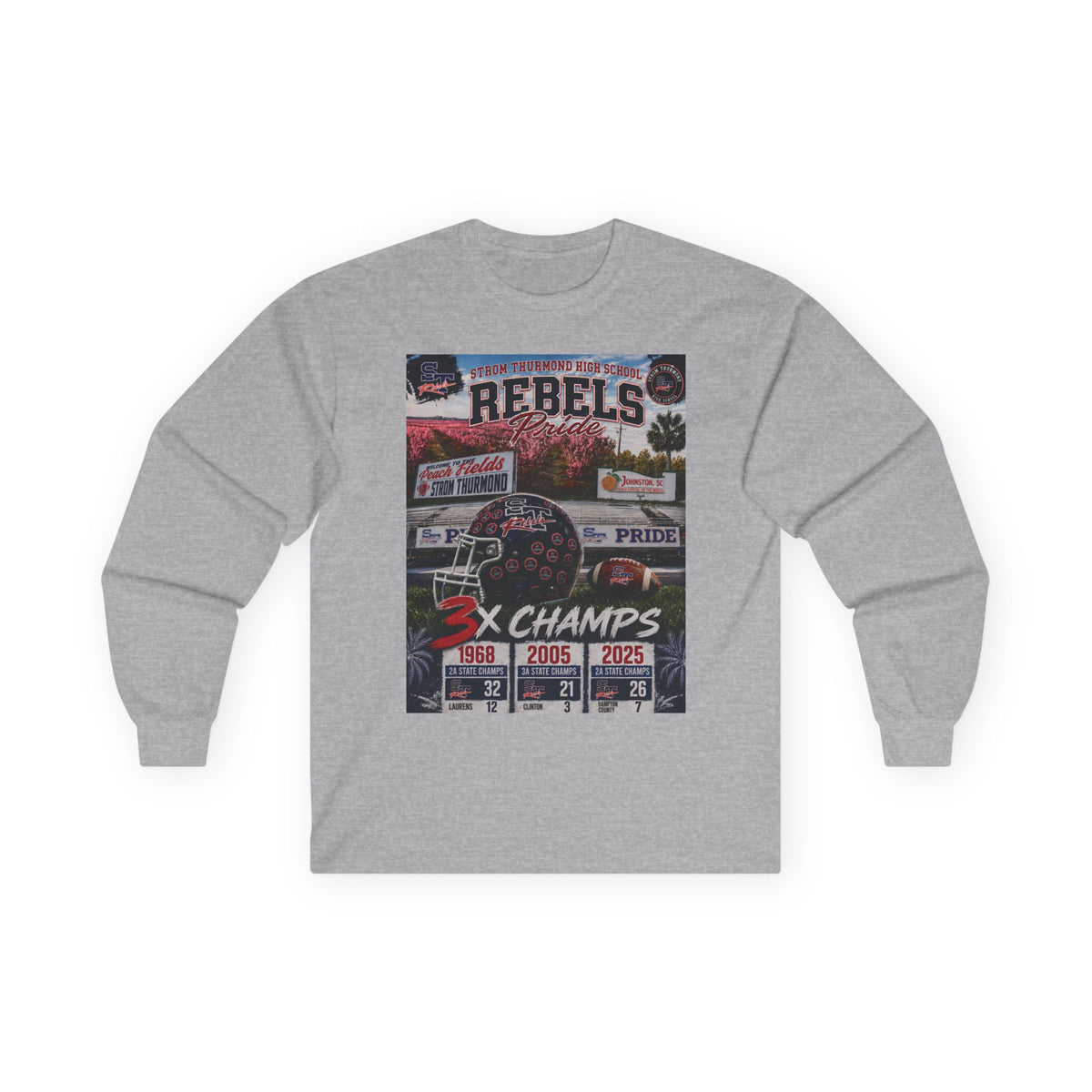 Rebels 3x Champs Long Sleeve Tee w/ Moto on back