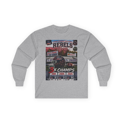 Rebels 3x Champs Long Sleeve Tee w/ Moto on back