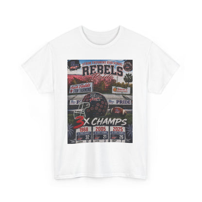 Rebels Football Championship Tee – "3x Champs" Team Pride Shirt