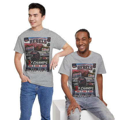 Rebels Football Championship Tee – "3x Champs" Team Pride Shirt