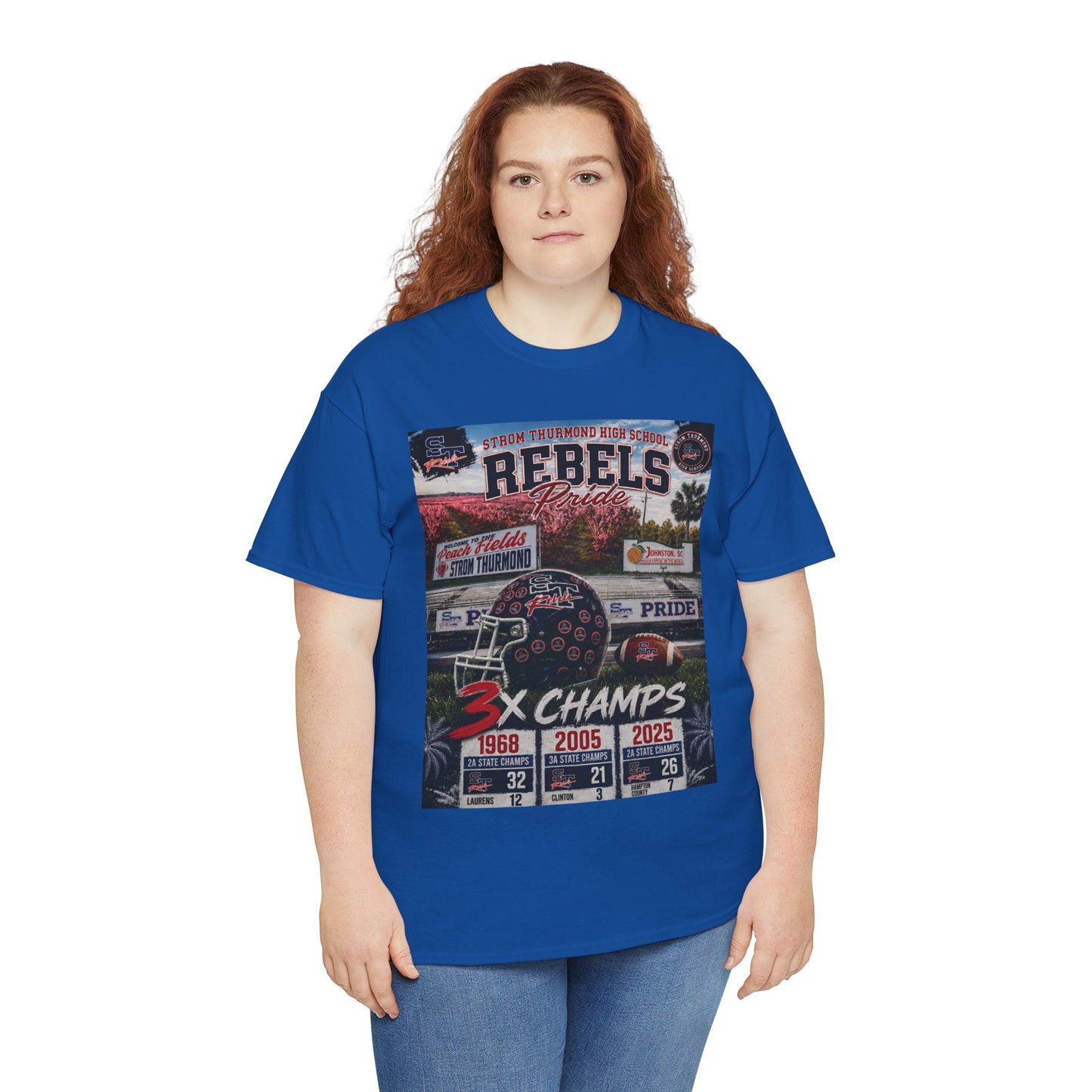 Rebels Football Champs T-Shirt — 3x Champs w/custom text on back