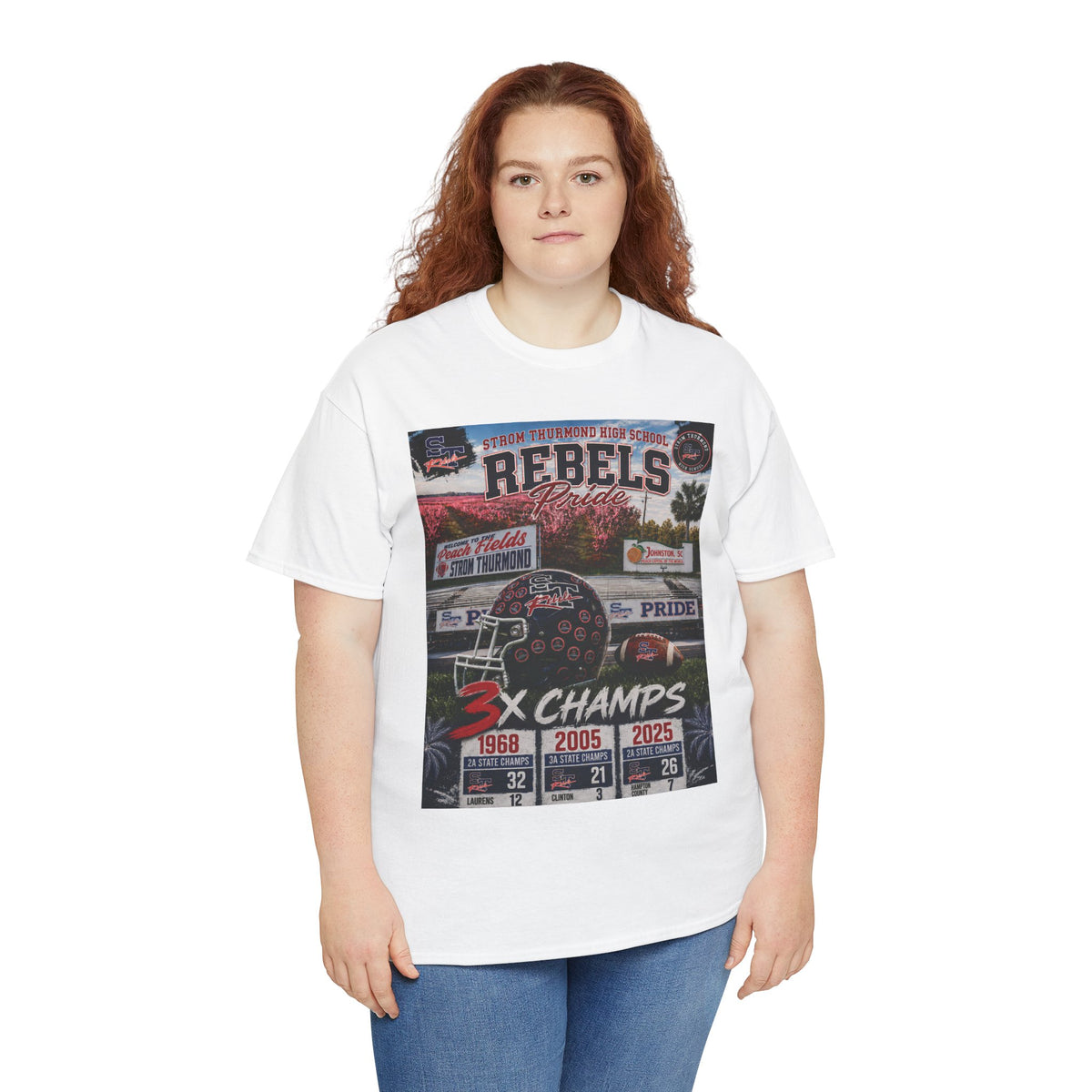 Rebels Football Champs T-Shirt — 3x Champs w/custom text on back