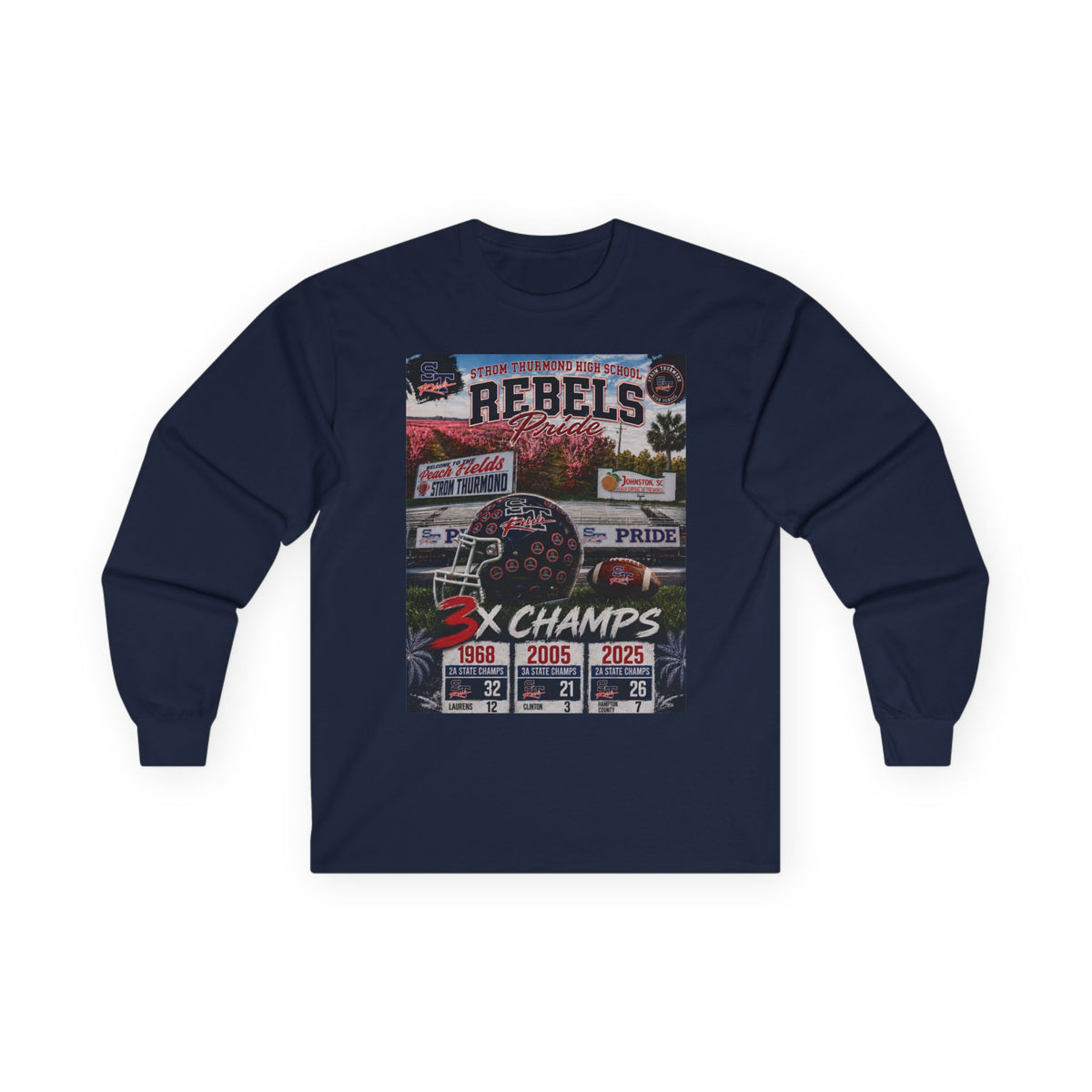 Rebels 3x Champs Long Sleeve Tee w/ Moto on back