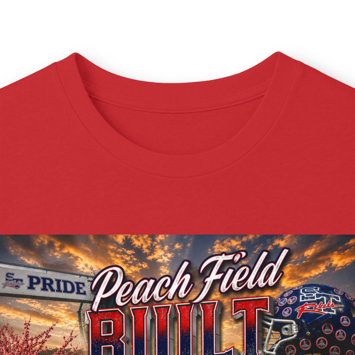 Peach Field Built w/Moto on back or customize your own text on back