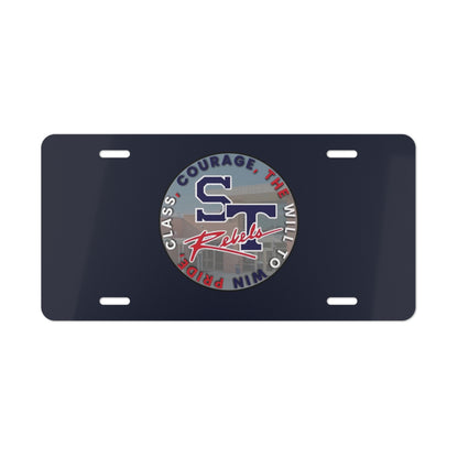 Blue Rebels Crest Vanity Plate — School Spirit License Plate