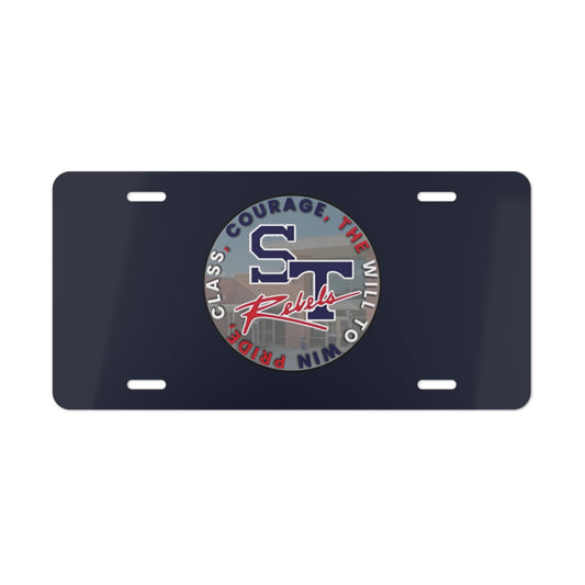 Blue Rebels Crest Vanity Plate — School Spirit License Plate