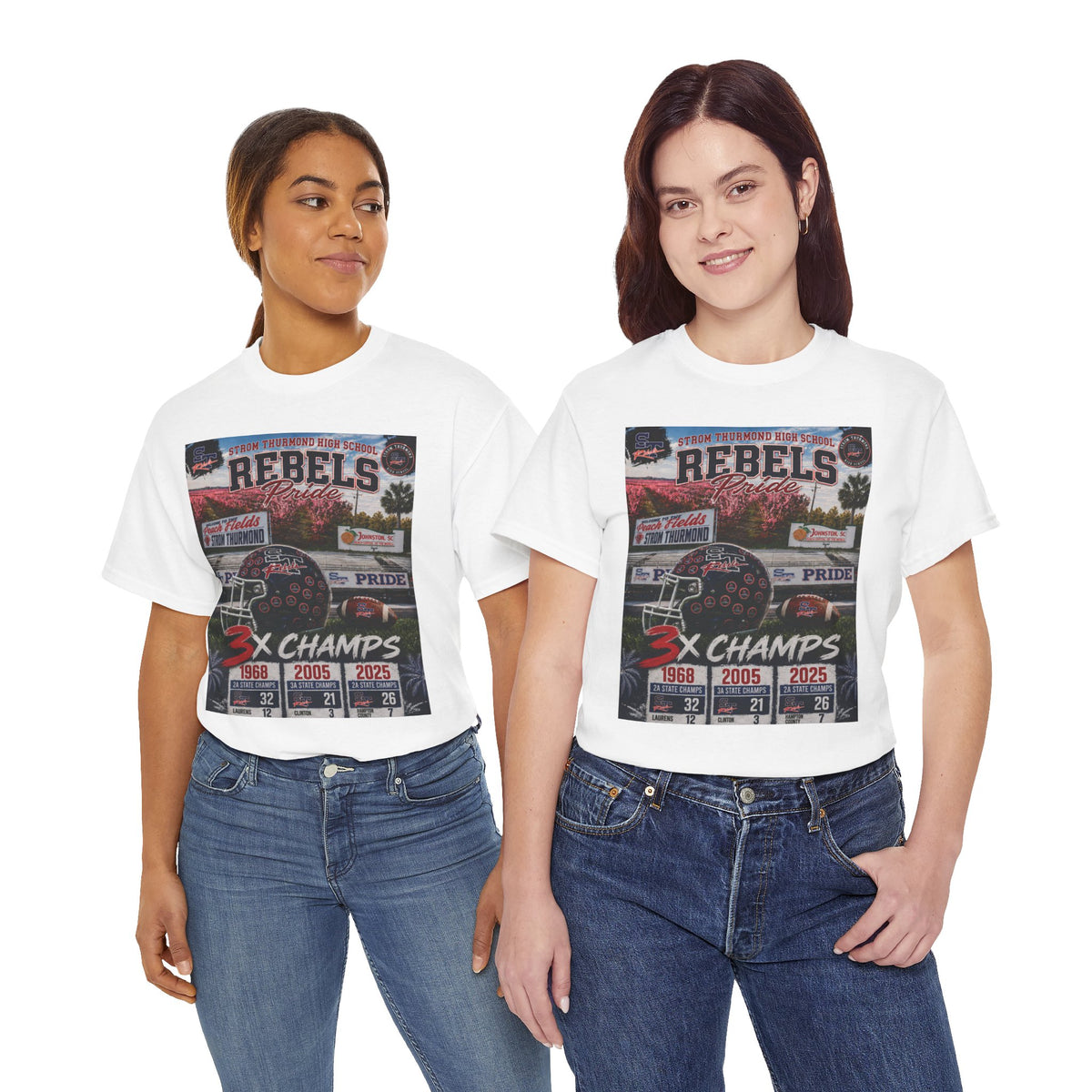 Rebels Football Champs T-Shirt — 3x Champs w/custom text on back