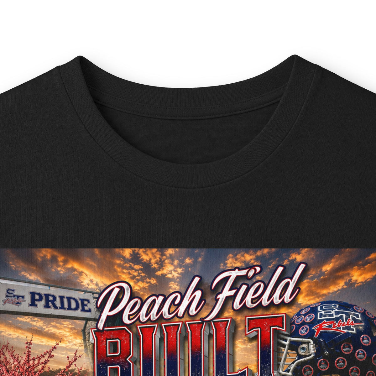 Peach Field Built w/Moto on back or customize your own text on back