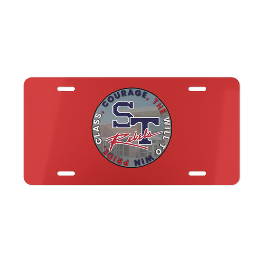 Red Rebels Crest Vanity Plate — School Spirit License Plate