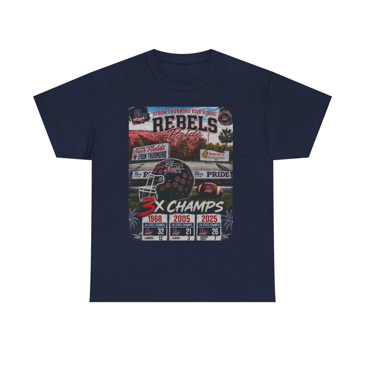 Rebels Football Championship Tee – "3x Champs" Team Pride Shirt
