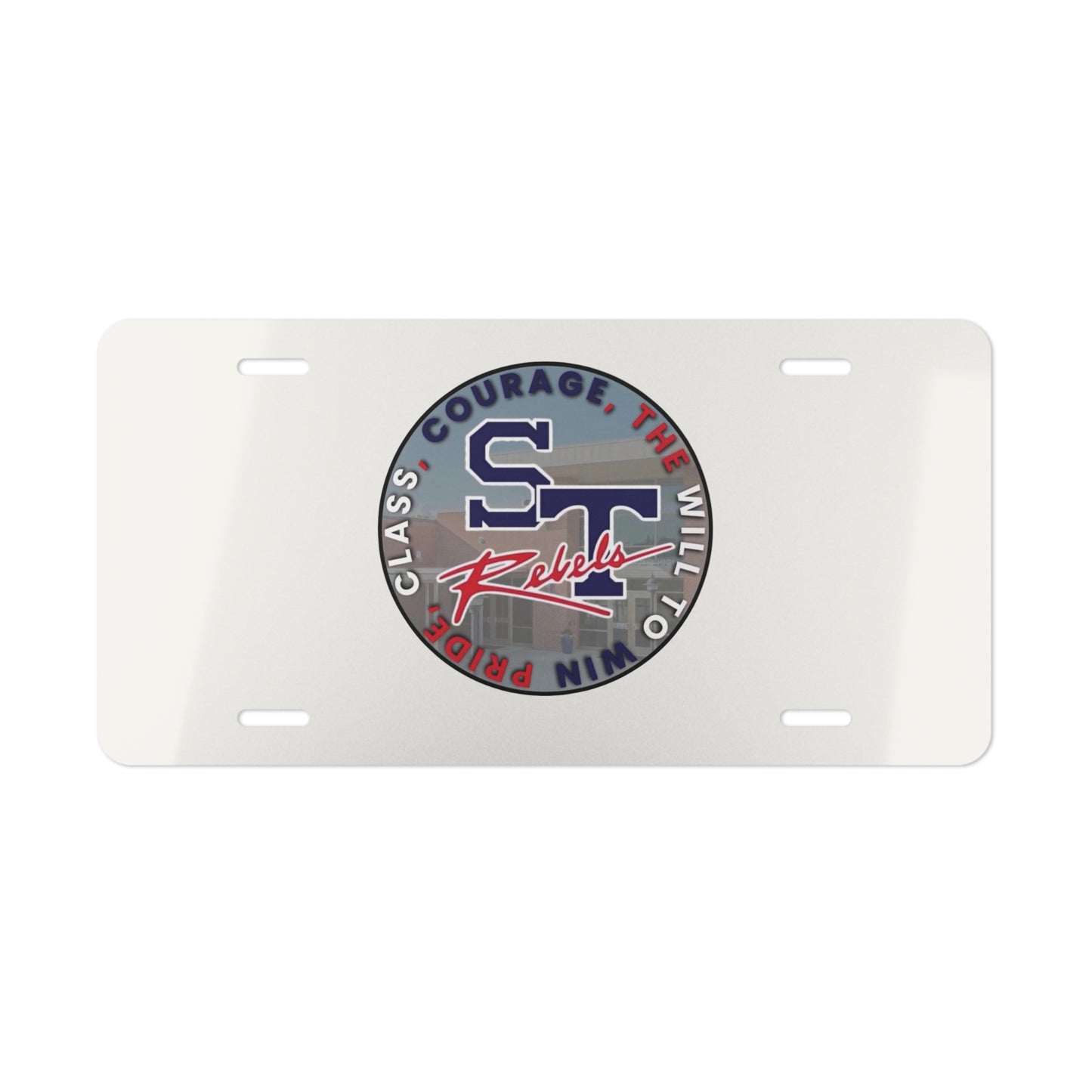 White Rebels Crest Vanity Plate — School Spirit License Plate