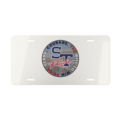 White Rebels Crest Vanity Plate — School Spirit License Plate
