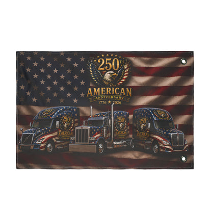American Truckers 250th Anniversary Double-Sided Flag — Patriotic Eagle & Semi Truck Design