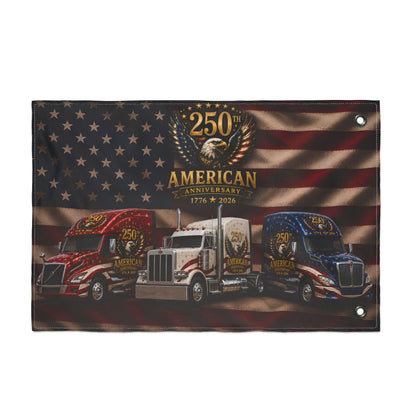 250th American Flag — Double-Sided Truckers’ Flag (Patriotic Semi-Truck Design)
