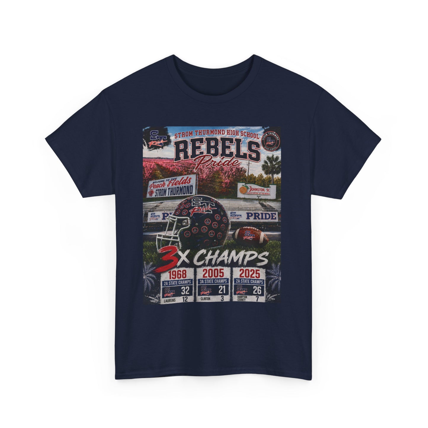 Rebels Football Championship Tee – "3x Champs" Team Pride Shirt