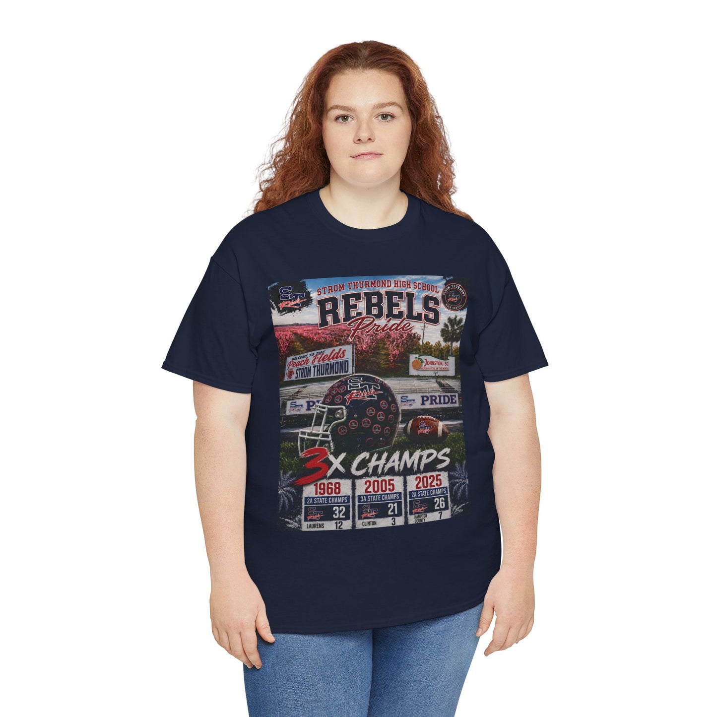 Rebels Football Champs T-Shirt — 3x Champs w/custom text on back