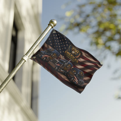 American Truckers 250th Anniversary Double-Sided Flag — Patriotic Eagle & Semi Truck Design