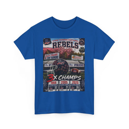 Rebels Football Championship Tee – "3x Champs" Team Pride Shirt