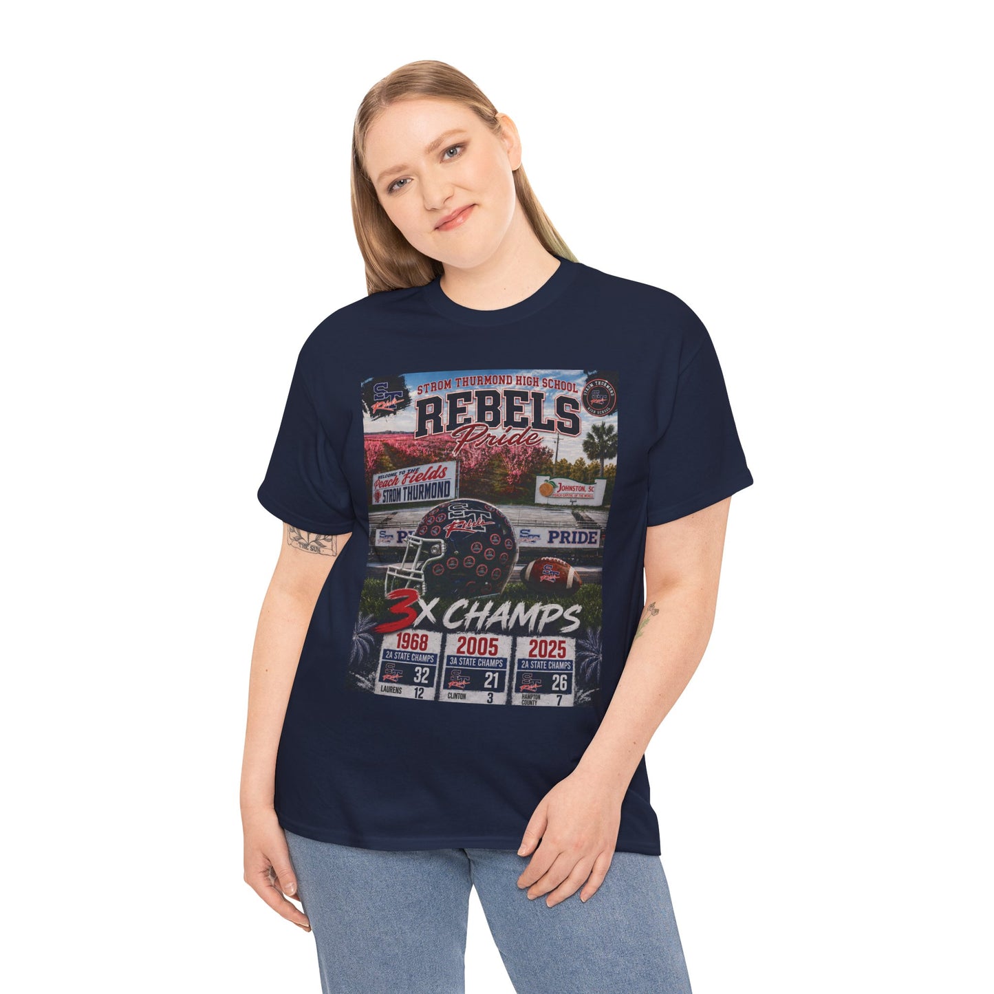 Rebels Football Championship Tee – "3x Champs" Team Pride Shirt