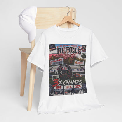 Rebels Football Championship Tee – "3x Champs" Team Pride Shirt