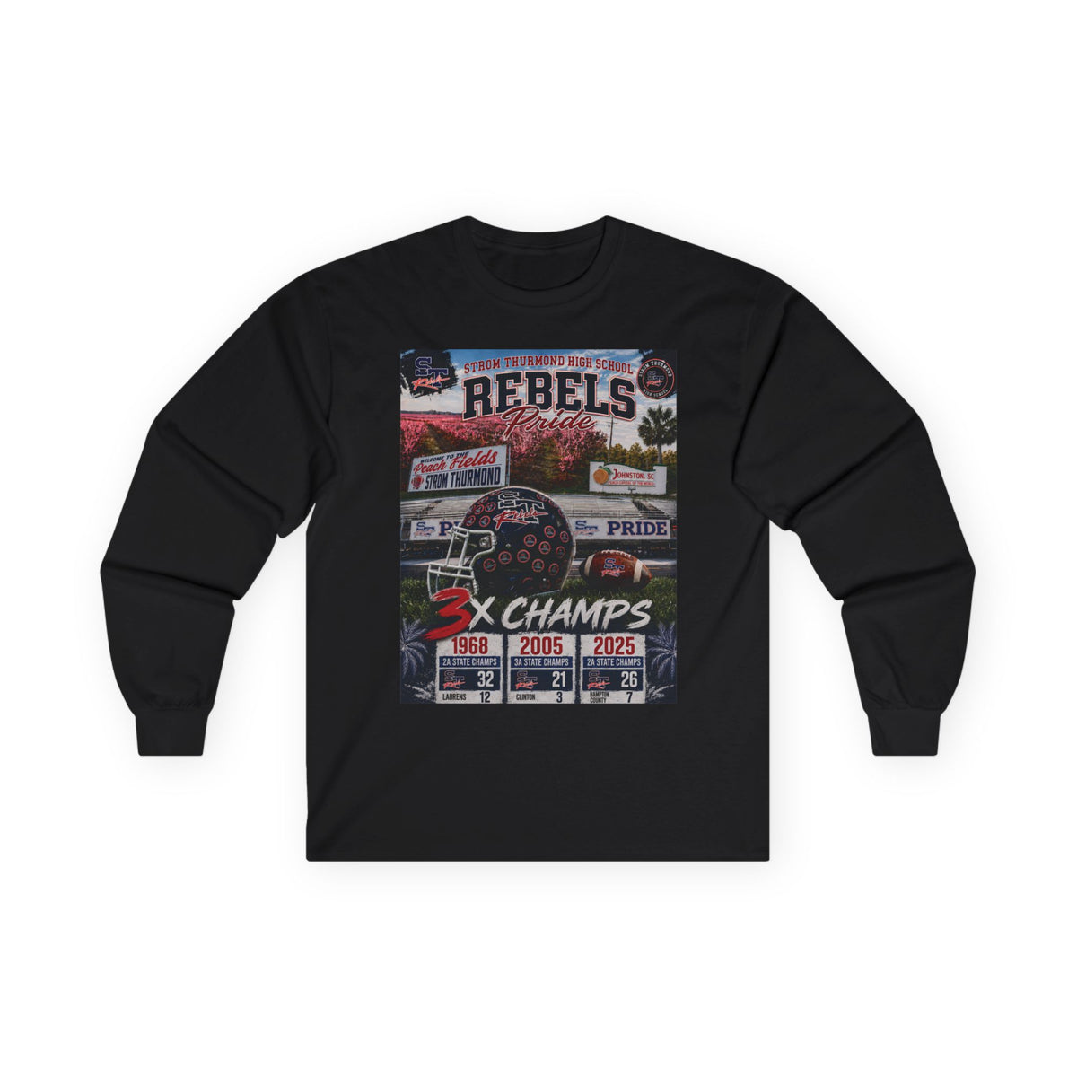 Rebels 3x Champs Long Sleeve Tee w/ Moto on back