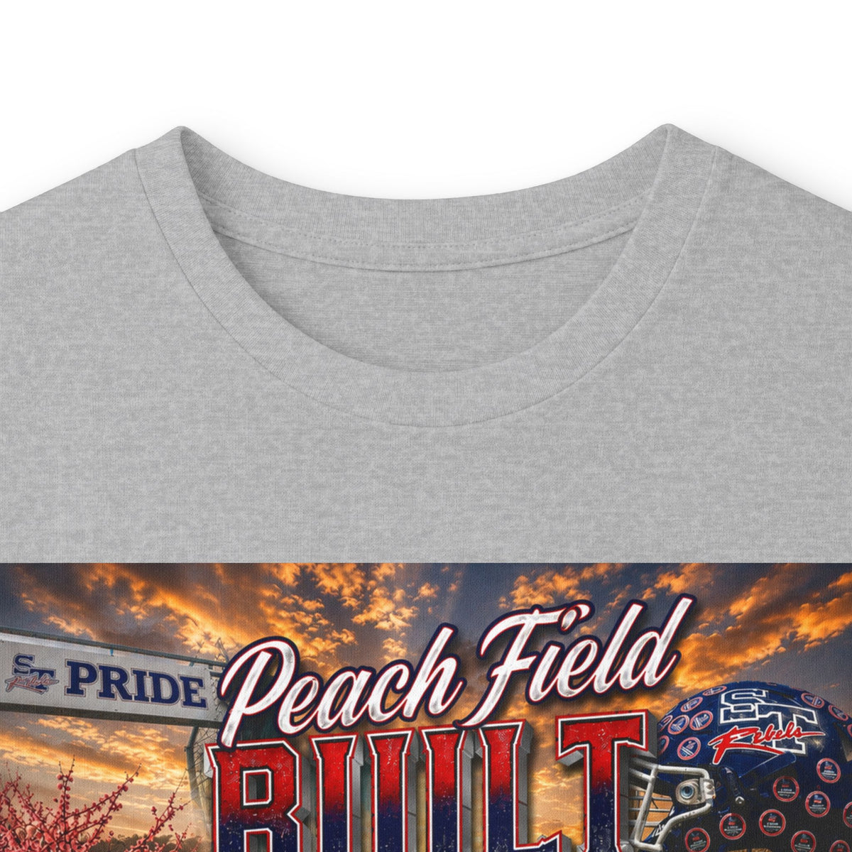 Peach Field Built w/Moto on back or customize your own text on back