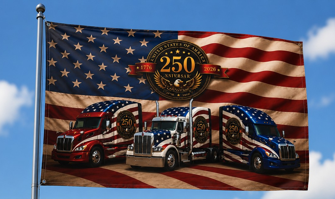 American Patriot Semi Truck Flag — 250th Year Double-Sided Flag