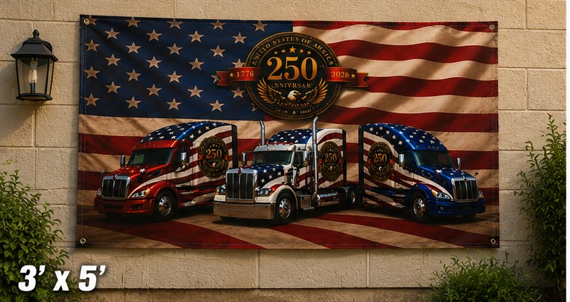 American Patriot Semi Truck Flag — 250th Year Double-Sided Flag