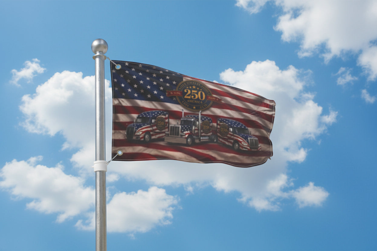 250th America Truckers Double-Sided Flag – Patriotic USA Anniversary Banner