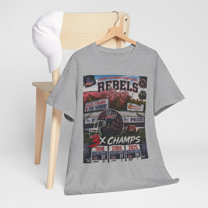 Rebels Football Championship Tee – "3x Champs" Team Pride Shirt