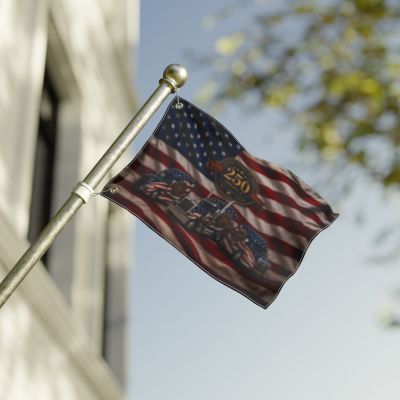 250th Anniversary Patriotic Truckers Flag — Double-Sided American Flag with Semi Trucks