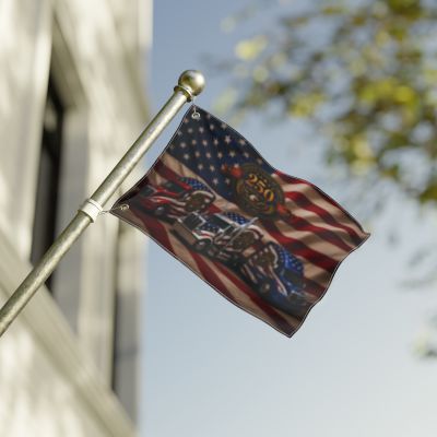 250th Anniversary Patriotic Truckers Flag — Double-Sided American Flag with Semi Trucks