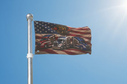 American Patriot Semi Truck Flag — 250th Year Double-Sided Flag