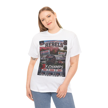 Rebels Football Championship Tee – "3x Champs" Team Pride Shirt