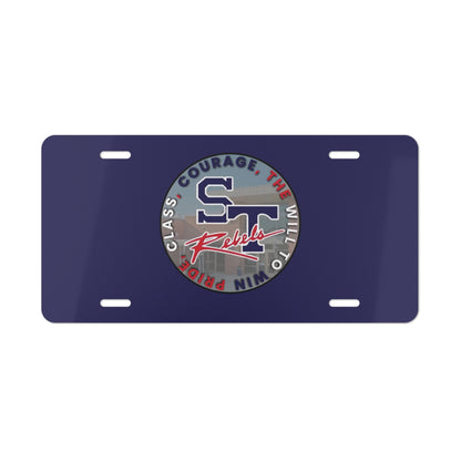 Blue Rebels Crest Vanity Plate — School Spirit License Plate