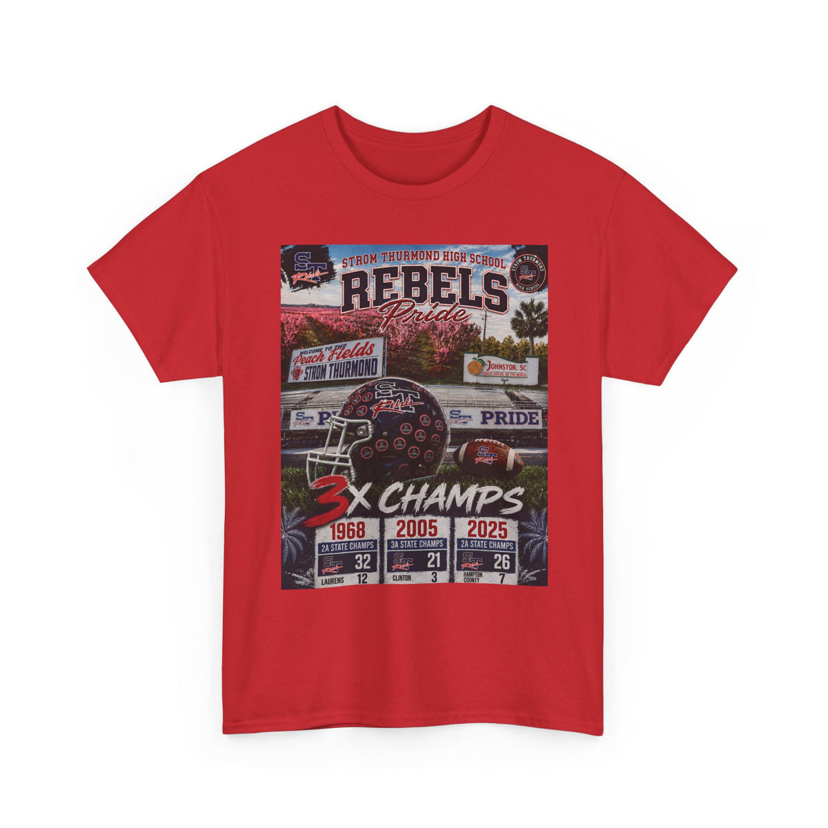 Rebels Football Champs T-Shirt — 3x Champs w/custom text on back