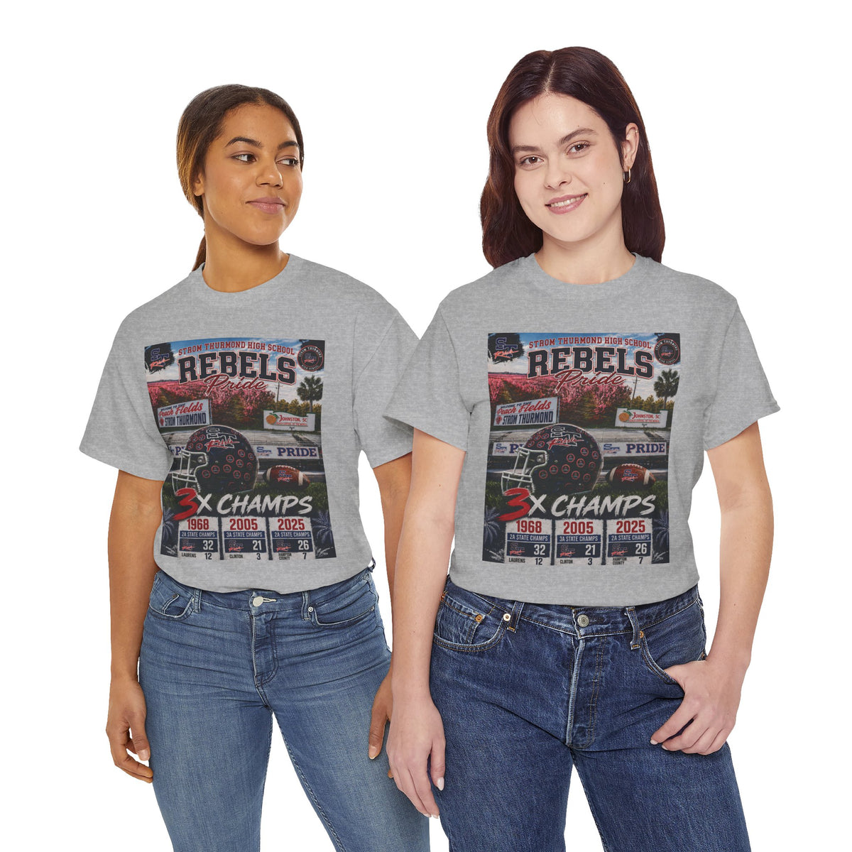Rebels Football Champs T-Shirt — 3x Champs w/custom text on back