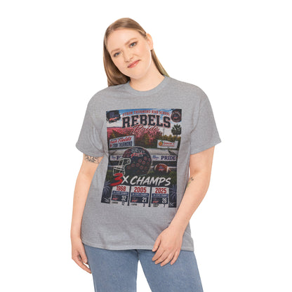 Rebels Football Championship Tee – "3x Champs" Team Pride Shirt
