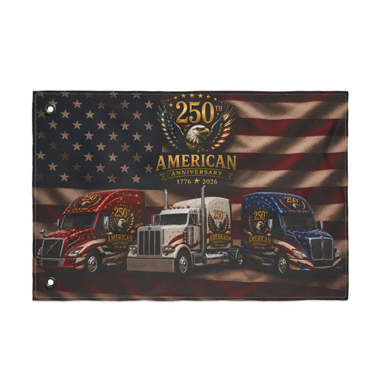 250th American Flag — Double-Sided Truckers’ Flag (Patriotic Semi-Truck Design)