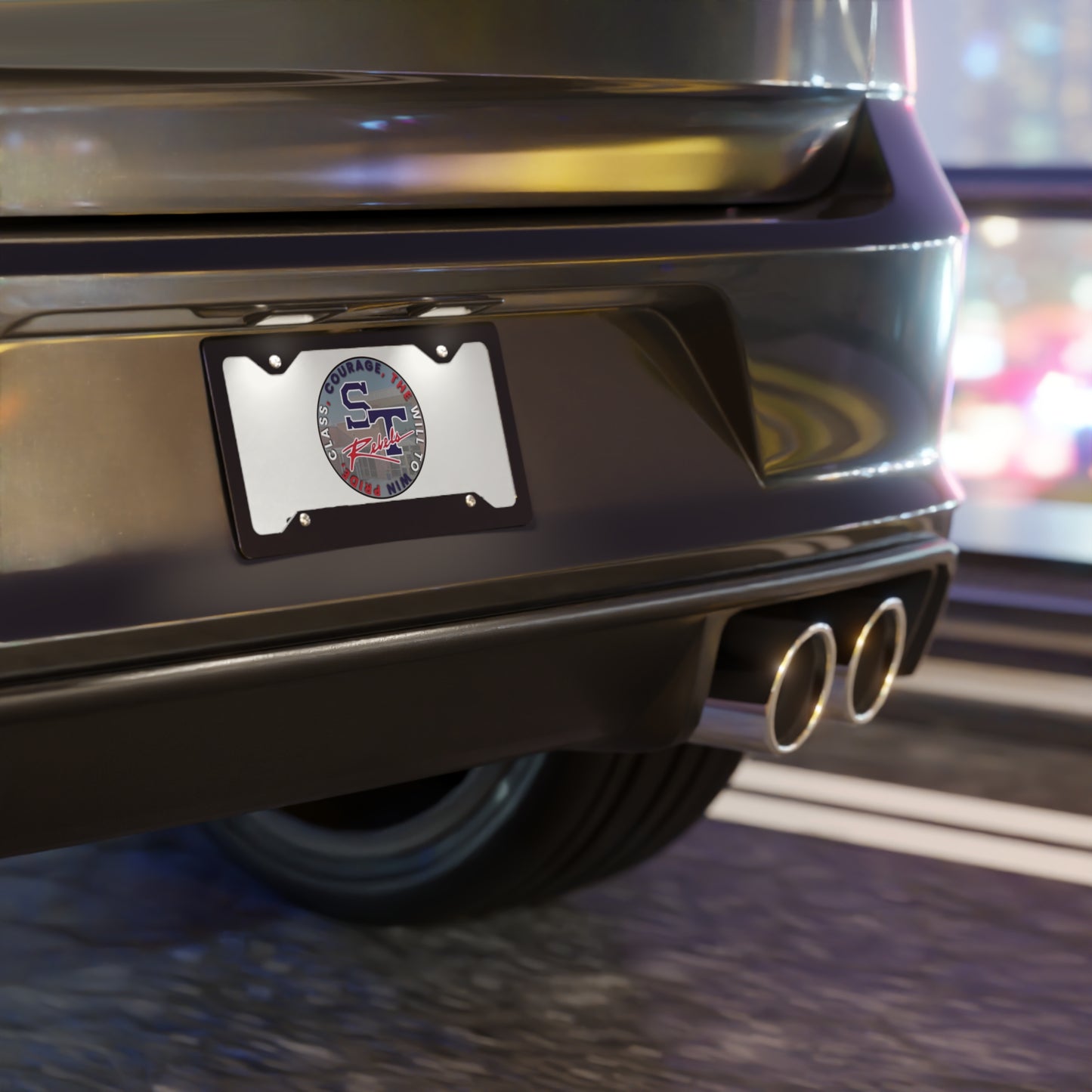 White Rebels Crest Vanity Plate — School Spirit License Plate