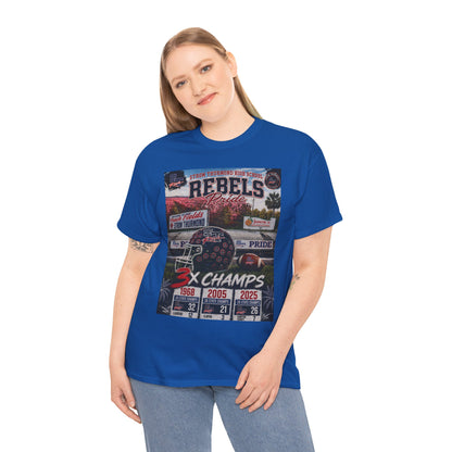 Rebels Football Championship Tee – "3x Champs" Team Pride Shirt
