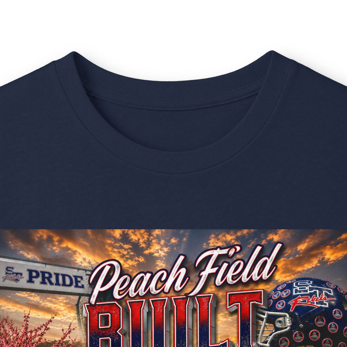 Peach Field Built w/Moto on back or customize your own text on back