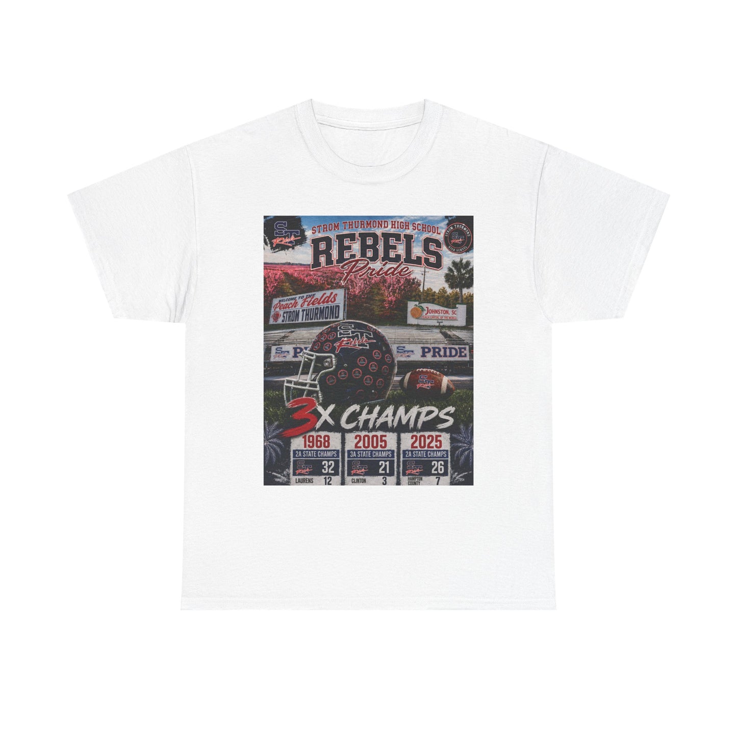 Rebels Football Champs T-Shirt — 3x Champs w/custom text on back
