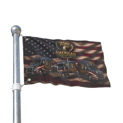 American Truckers 250th Anniversary Double-Sided Flag — Patriotic Eagle & Semi Truck Design