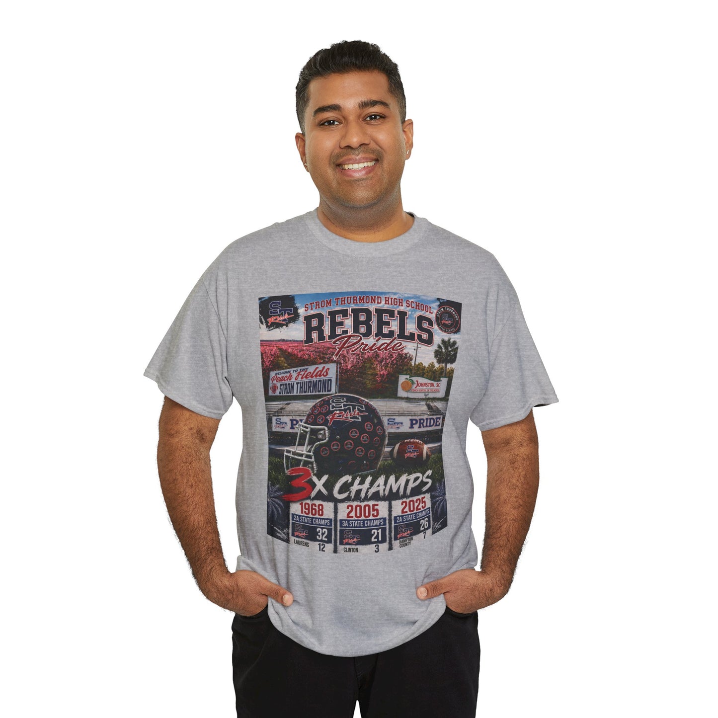 Rebels Football Champs T-Shirt — 3x Champs w/custom text on back
