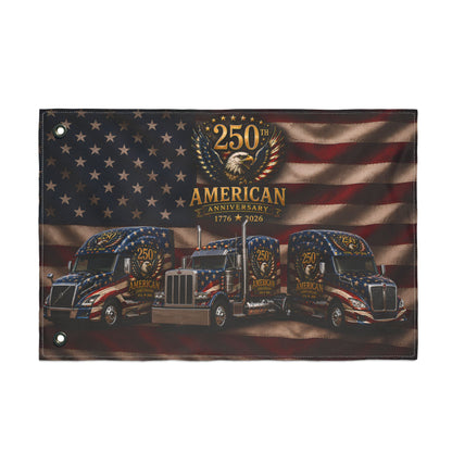 American Truckers 250th Anniversary Double-Sided Flag — Patriotic Eagle & Semi Truck Design