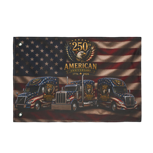 American Truckers 250th Anniversary Double-Sided Flag — Patriotic Eagle & Semi Truck Design